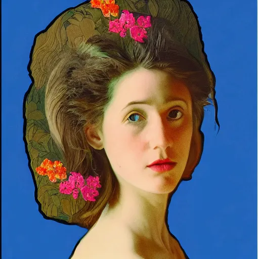 Prompt: a lot of flowers morphing in a beautiful girls face, film still by wes anderson, depicted by velazquez, limited color palette, very intricate, art nouveau, highly detailed, lights by hopper, soft pastel colors, minimalist