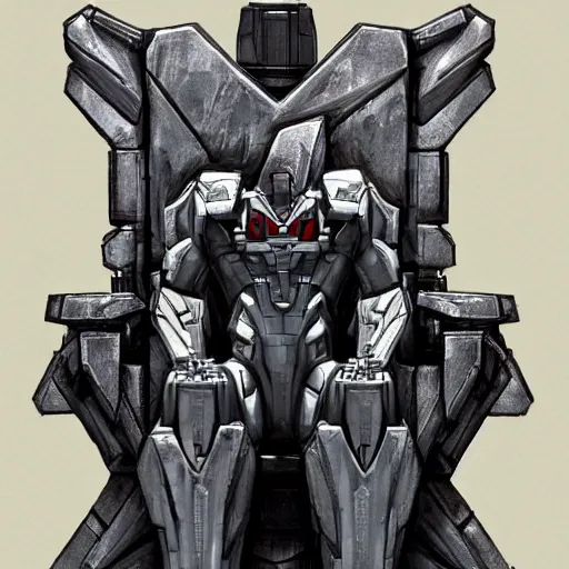 Image similar to detailed picture of megatron sittin on a throne; trending on artstation