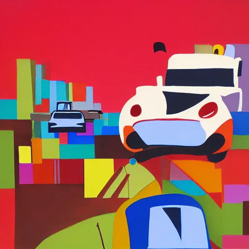 Prompt: abstract painting of transport tycoon,