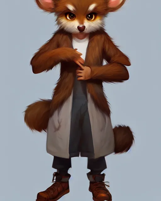 Image similar to character concept art of a cute young male anthropomorphic furry | | cute - fine - face, pretty face, key visual, realistic shaded perfect face, fine details by stanley artgerm lau, wlop, rossdraws, james jean, andrei riabovitchev, marc simonetti, and sakimichan, trending on artstation