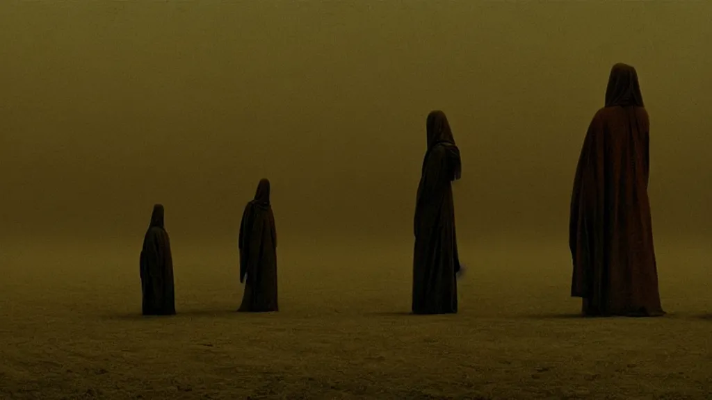 Prompt: they told me not to talk, film still from the movie directed by denis villeneuve and david cronenberg with art direction by salvador dali and zdzisław beksinski, wide lens