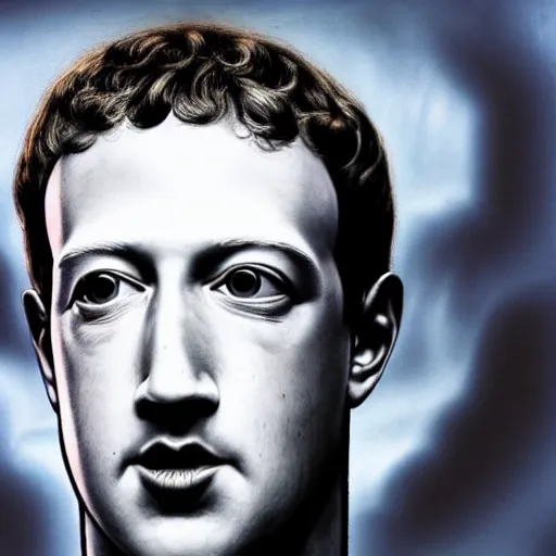 Prompt: mark zuckerberg by hr giger