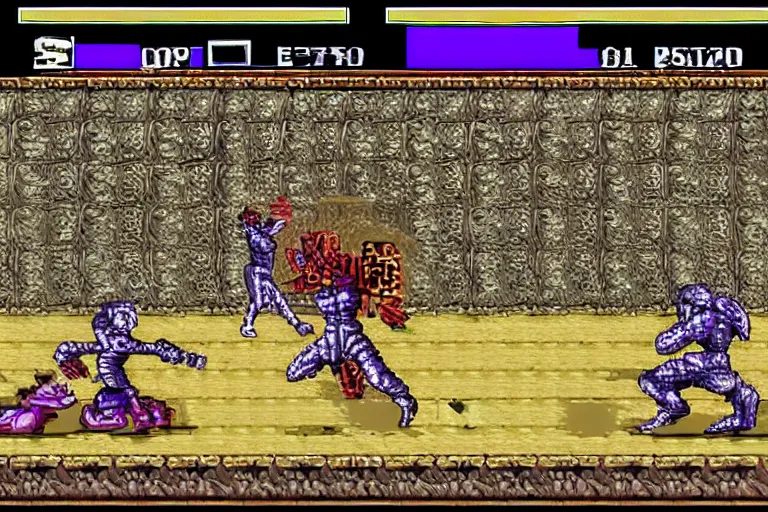 Image similar to ancient sumerian snes 2 d fighting game gameplay screenshot