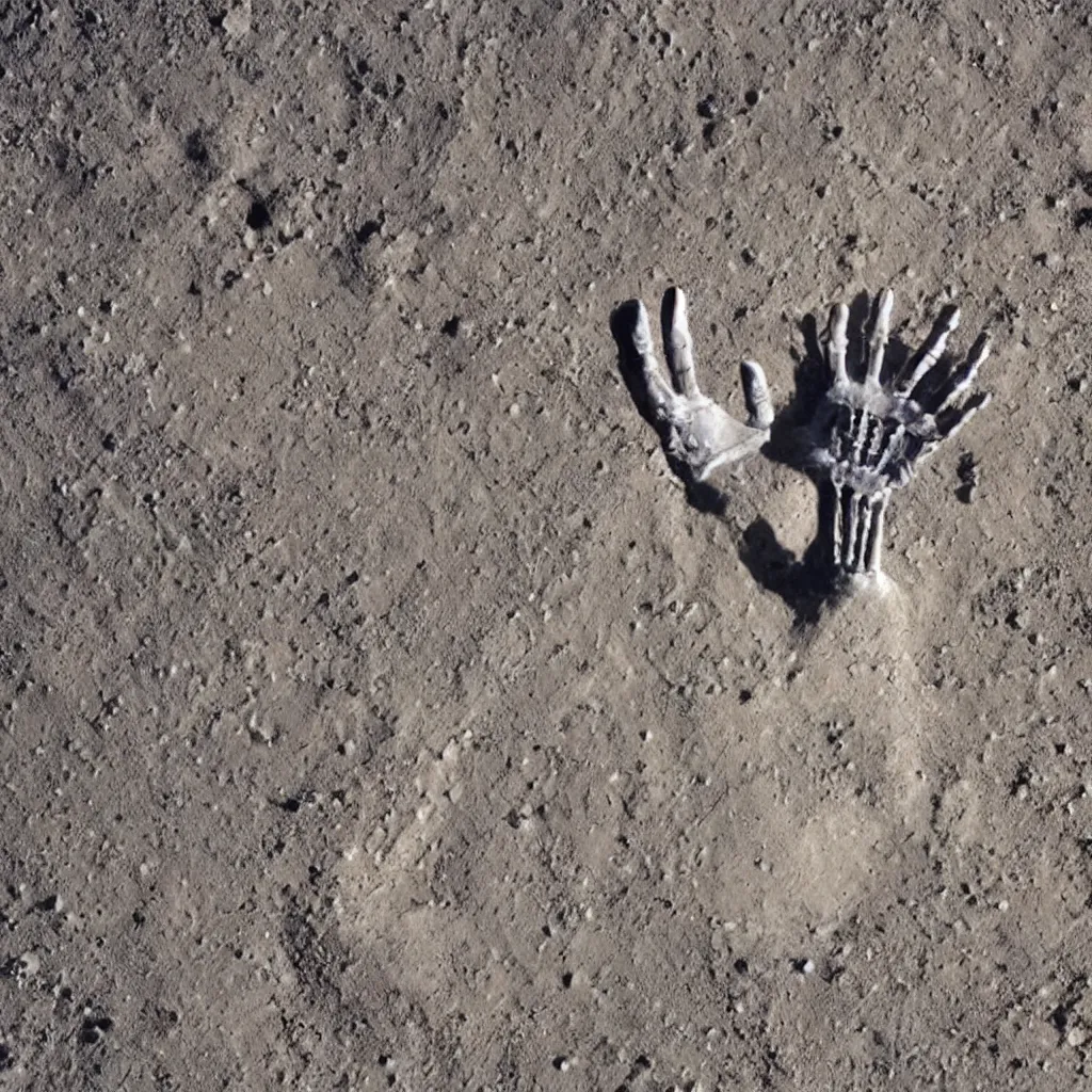 Prompt: a huge skeletal hand grasps earth from space