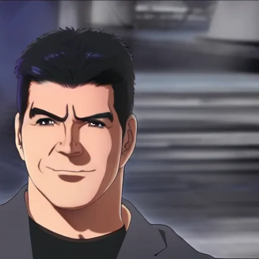 Prompt: simon cowell as an anime character, gorgeous lighting, unreal engine, movie composition