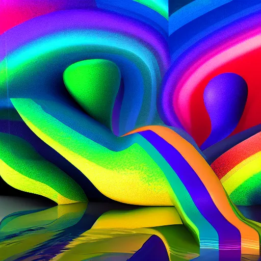 Prompt: A 3D hyperrealistic render of a BigGan BigSleep StyleGan glitch art masterpiece of a colorful rainbow vibrant saturation rainbow detailed creative unique artwork.