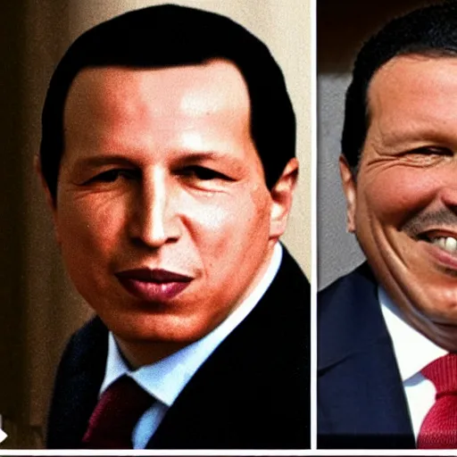 Prompt: spanish president pedro sanchez without a moustache wearing hugo chavez clothes