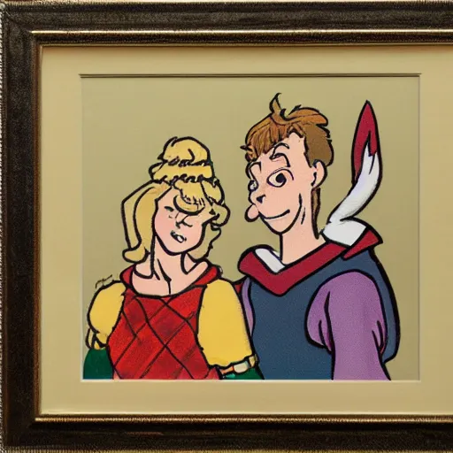 Image similar to merry and pippin, cartoon portrait,