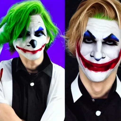 Image similar to xQc in Joker cosplay