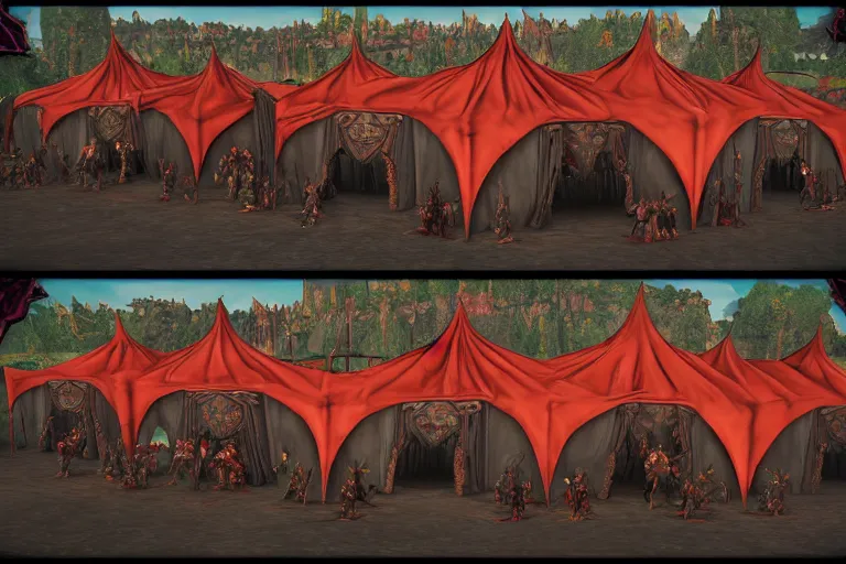 Image similar to 3d sculpt of a huge gothic circus tent, artstaton, world of warcraft, League of Legends, red dead redemption2, overwatch, digital illustration