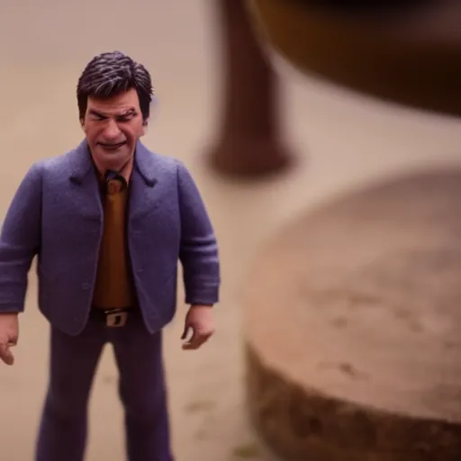 Prompt: a cinematic film still of a claymation stop motion film starring nathan fillion, shallow depth of field, 8 0 mm, f 1. 8