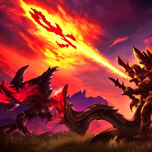 Image similar to fiery sky, league of legend style