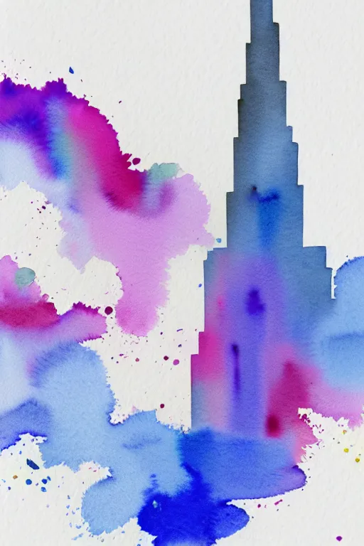 Image similar to minimalist watercolor splash ink art of dubai