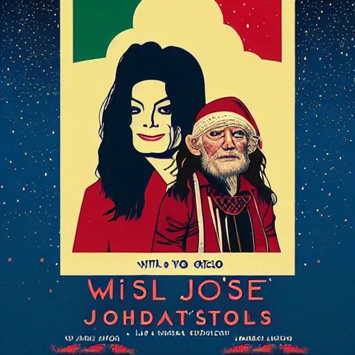 Image similar to a tycho iso 5 0 poster design for michael jackson and willie nelson's christmas special