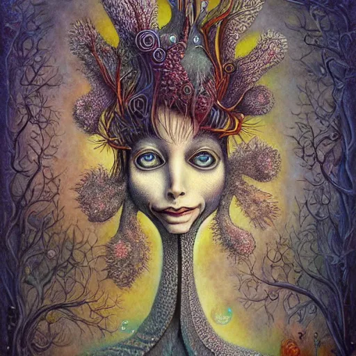 Image similar to portrait of surreal alien, artwork by Daniel Merriam,
