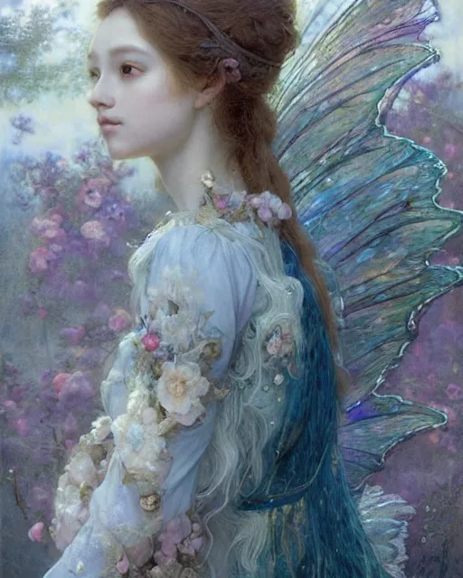 Prompt: a beautiful fairy, by Edgar Maxence and Ross Tran and Michael Whelan and disney