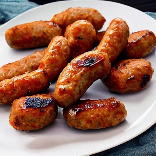 Image similar to very delicious sausage nugget bbq on plate