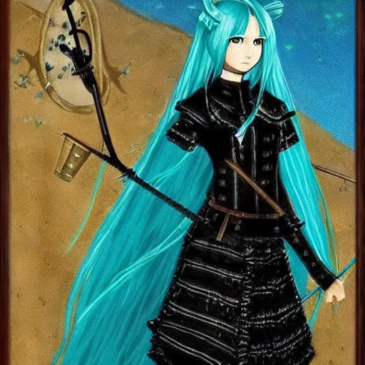 Image similar to Hatsune miku medieval painting