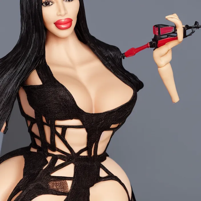 Image similar to Kim Kardashian, A life like blow up doll of Kim Kardashian, blow up doll, detailed product photo