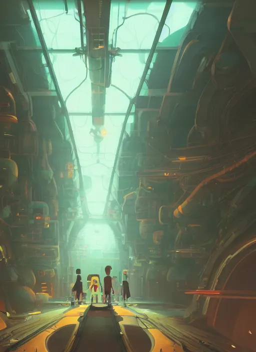 Image similar to underground futuristic tunnel, nuclear powered, detailed, futuristic, cory loftis, james gilleard, atey ghailan, makoto shinkai, goro fujita, studio ghibli, rim light, exquisite lighting, clear focus, very coherent, plain background