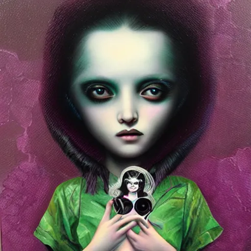 Prompt: Glitchpunk girl, painting by Mark Ryden