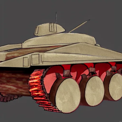 Image similar to concept art for a tank made of meat