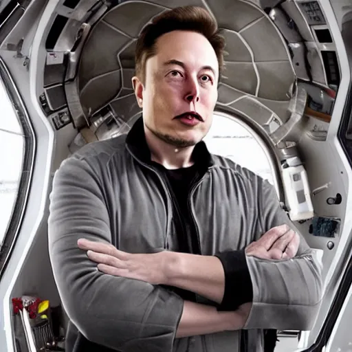 Image similar to elon musk inside a starship rocket, looking at mars outside the window