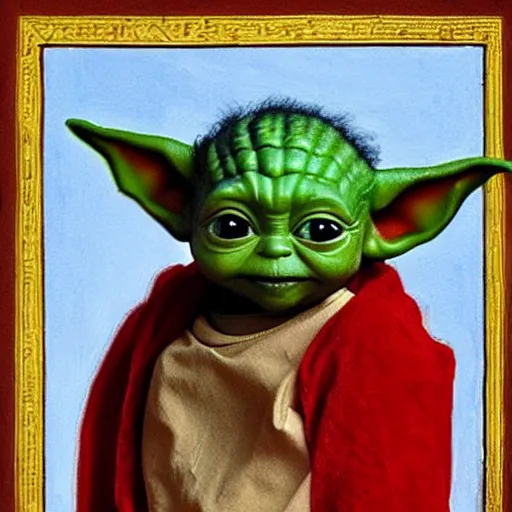 Prompt: baby yoda as Cleopatra, egyptian painting