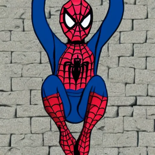 Prompt: Spiderman change into stone