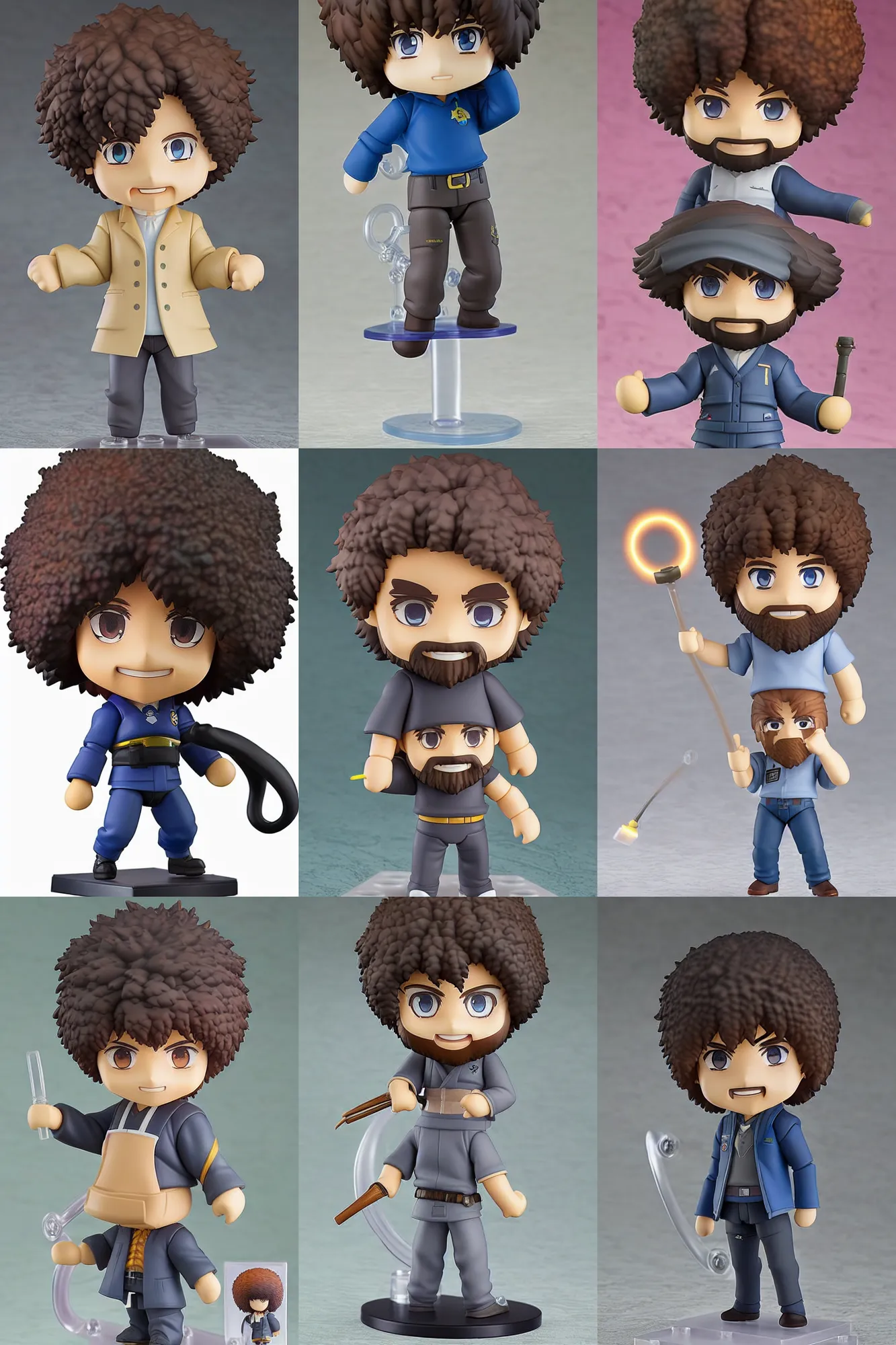Prompt: bob ross, ultimate form an anime nendoroid of bob ross painter fighter, figurine, detailed product photo, halo above head, dramatic lighting