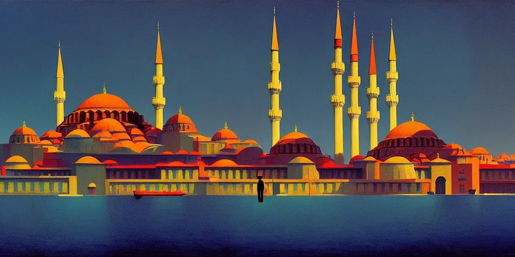 Image similar to istanbul, edward hopper and james gilleard zdzislaw beksisnski higly detailed