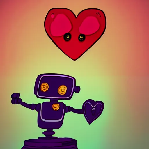 Image similar to a cute robot taking a picture of itself with hearts in the air highly detailed artstation