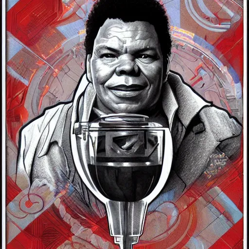 Prompt: amazing lifelike award winning pencil illustration of Craig Charles in red dwarf trending on art station artgerm Greg rutkowski alphonse mucha cinematic