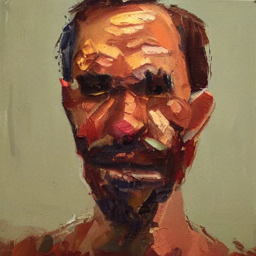 Prompt: average man in poland, expressive oil painting