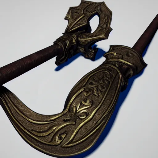 Image similar to 3 d render portrait of a fantasy magic bow weapon