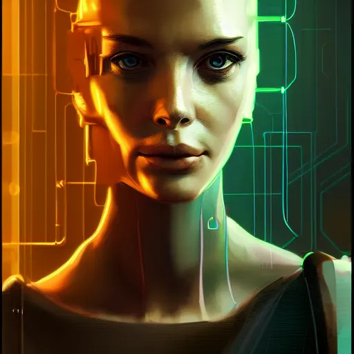 Prompt: cyberpunk portrait photprealism cyborg digital art, golden ratio, art canvas, award winning, masterpiece trending on artstation 8 k 1 5 0 mpx