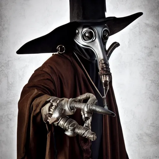 Prompt: The Plague doctor, steampunk style, studio portrait photo, 50mm lens