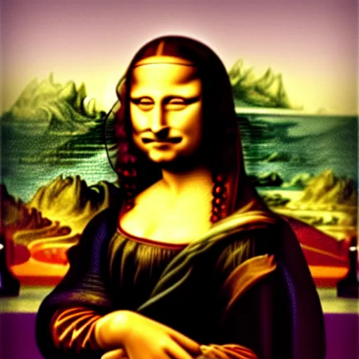 Image similar to Mona Lisa with a beard and moustache