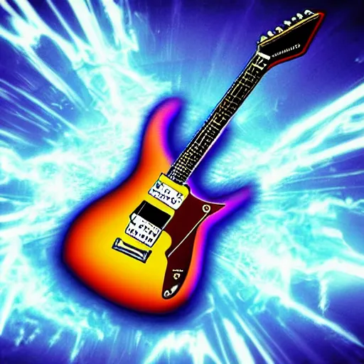 Prompt: electric guitar travelling at the speed of light