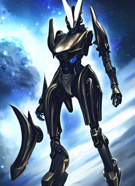 Image similar to cinematic shot, cosmic sized perfectly proportioned stunning beautiful anthropomorphic robot mecha female dragon, space background, larger than galaxies, holding milky way in sharp claws, sleek silver armor, epic proportions, epic size, epic scale, ultra detailed digital art, furry art, macro art, dragon art, giantess art, warframe fanart, furaffinity, deviantart