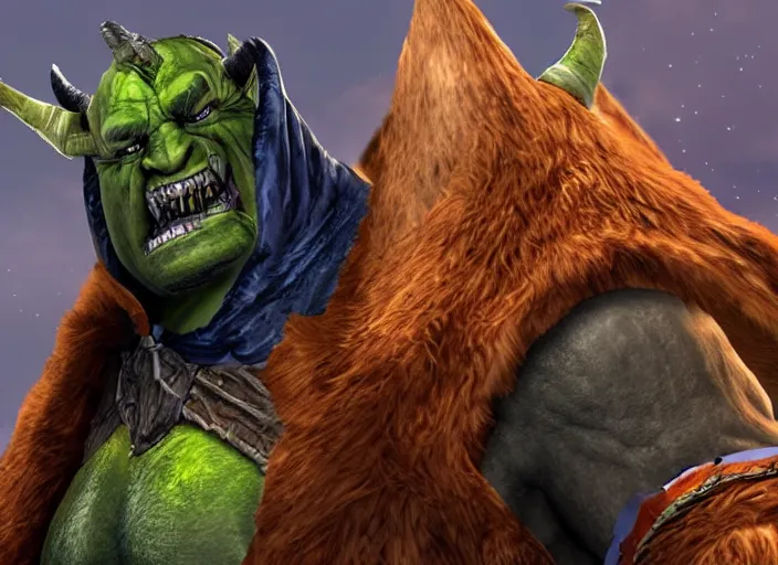 Image similar to donald trump as orc in world of warcraft