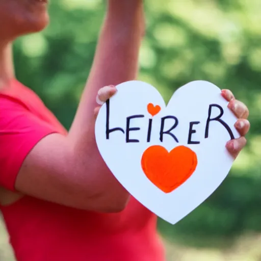 Image similar to cute orange tabby cat holding a sign with a red heart symbol