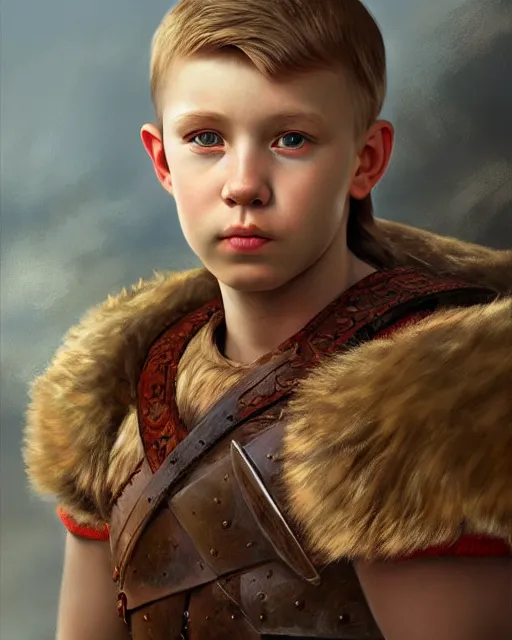 Prompt: portrait of a handsome young viking boy, art by lixin yin and denys tsiperko and bogdan rezunenko, hyperrealism, fantasy art