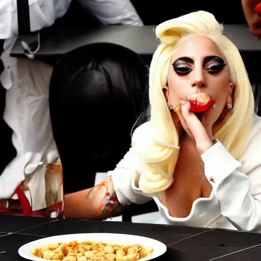 Prompt: lady gaga eating a plate poop, disgusting and delicious