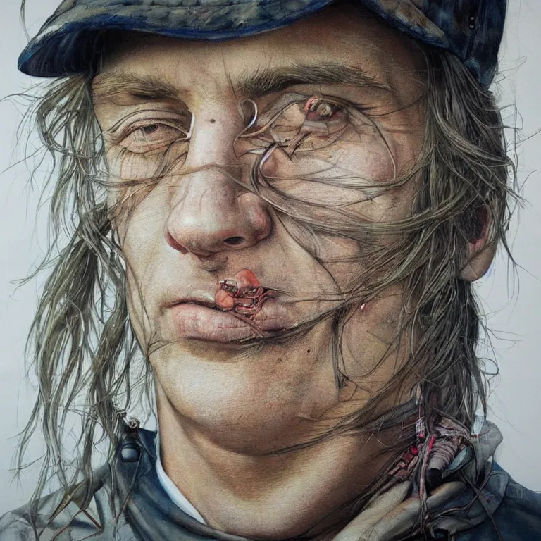 Image similar to Detailed street-art portrait of Christopher Allen Lloyd in style of Etam Cru, detailed face, high quality