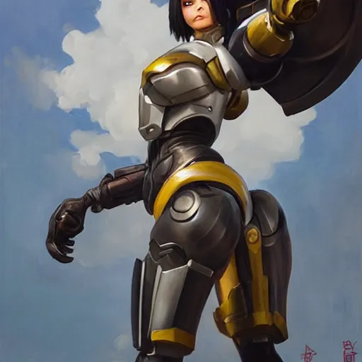 Image similar to greg manchess portrait painting of partially armored battle angel alita as overwatch character, medium shot, asymmetrical, profile picture, organic painting, sunny day, matte painting, bold shapes, hard edges, street art, trending on artstation, by huang guangjian, gil elvgren, ruan jia, greg rutkowski, gaston bussiere