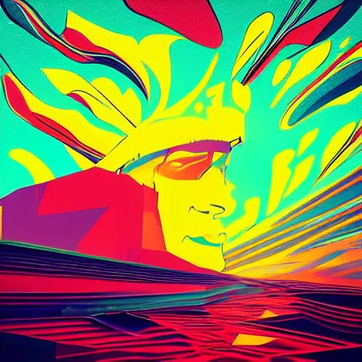 Image similar to psychedelic abstract digital artwork reminiscent of album covers from the 70's in the art style of Alena Aenami, Marcel Marcel and Metzinger