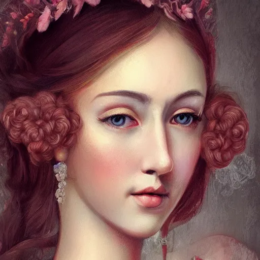 Prompt: Renaissance royal lady girl art drawn in art style of WLOP full HD 4K highest quality realistic beautiful gorgeous natural WLOP artist painting