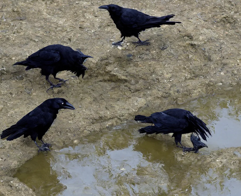 Image similar to Raven drinking water from a river