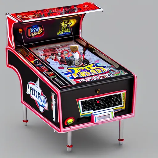 Image similar to pee wee herman pinball machine, style of bally's pinball, style of stern pinball, 3 d render, octane render, digital art